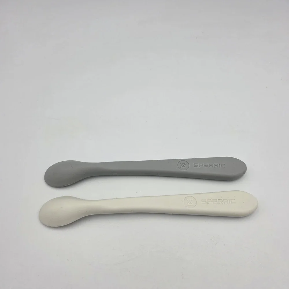 Sperric Baby Infant‎ Spoons 2 Pack Soft Silicone Baby Spoons Training Gray